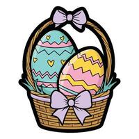 Easter basket with eggs vector