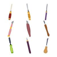 chisel carving set cartoon illustration vector