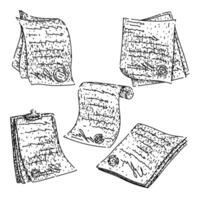 contract set sketch hand drawn vector