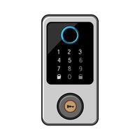 software facial recognition lock cartoon illustration vector