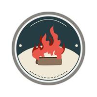 patch retro bonfire badge cartoon illustration vector