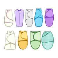 swaddle wrap set cartoon illustration vector