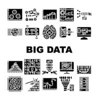 big data analytics hadoop icons set vector