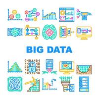 big data analytics hadoop icons set vector