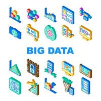 big data analytics hadoop icons set vector