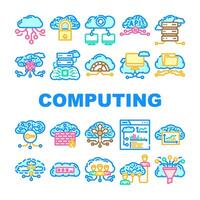cloud computing virtualization icons set vector
