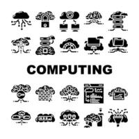 cloud computing virtualization icons set vector