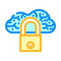 security lock cloud computing color icon illustration vector