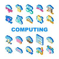 cloud computing virtualization icons set vector