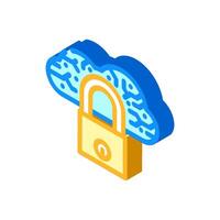 security lock cloud computing isometric icon illustration vector