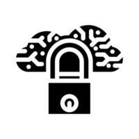 security lock cloud computing glyph icon illustration vector