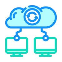 data synchronization cloud computing color icon illustration vector