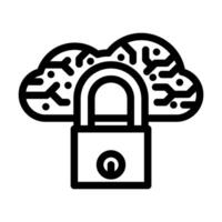 security lock cloud computing line icon illustration vector