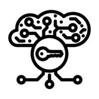 encryption key cloud computing line icon illustration vector