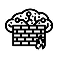 firewall cloud computing line icon illustration vector