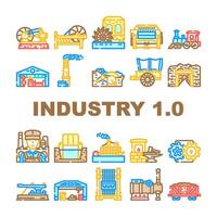 industry 1 industrialization icons set vector
