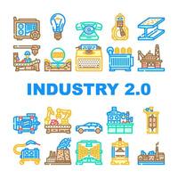 industry 2 automation icons set vector