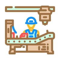 assembly line worker industry color icon illustration vector