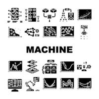 machine learning algorithm model icons set vector