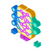 neural network diagram machine learning isometric icon illustration vector