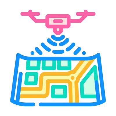 airspace map unmanned aerial vehicle color icon illustration