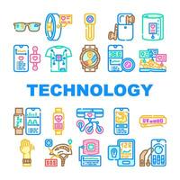 wearable technologies sensor icons set vector
