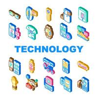 wearable technologies sensor icons set vector