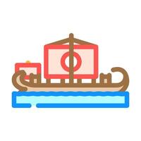 quinquereme ancient ship color icon illustration vector