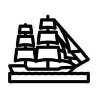 caravel ancient ship line icon illustration vector