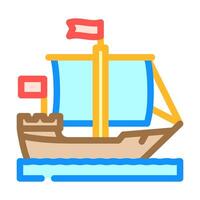 cog ancient ship color icon illustration vector