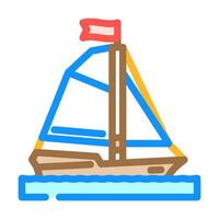 sloop ancient ship color icon illustration vector