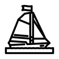 sloop ancient ship line icon illustration vector