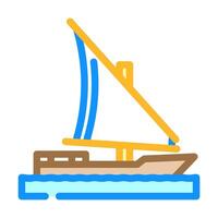 felucca ancient ship color icon illustration vector