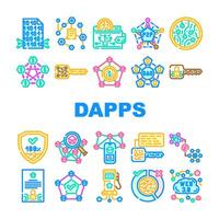 decentralized applications dapps icons set vector
