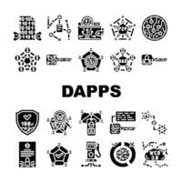 decentralized applications dapps icons set vector