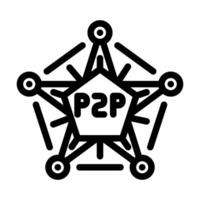 peer to peer nodes decentralized application line icon illustration vector