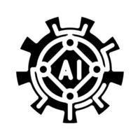 artificial intelligence ai gear industry 5 glyph icon illustration vector
