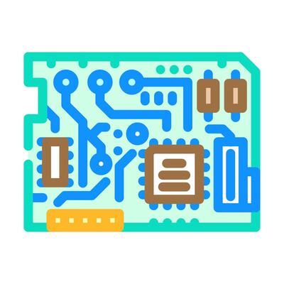 circuit board industry 3 color icon illustration