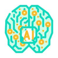 artificial intelligence ai brain industry 4 color icon illustration vector