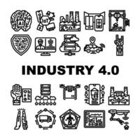 industry 4 automation robotics icons set vector