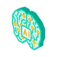 artificial intelligence ai brain industry 4 isometric icon illustration vector