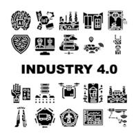 industry 4 automation robotics icons set vector