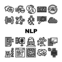 natural language processing nlp icons set vector