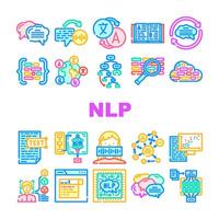natural language processing nlp icons set vector