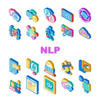 natural language processing nlp icons set vector