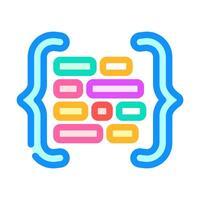 code brackets with letters nlp color icon illustration vector