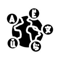multilingual globe natural language processing nlp glyph icon illustration vector