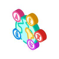 multilingual globe natural language processing nlp isometric icon illustration vector