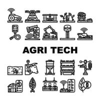 agri tech precision drones iot icons set vector