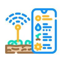 iot connected farm agri tech color icon illustration vector